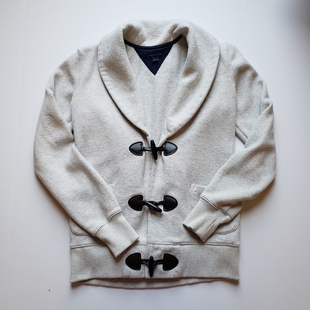 TOMMY HILFIGER Shawl Neck Toggle Sweatshirt, Small